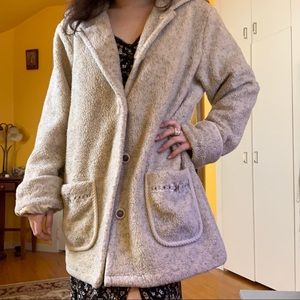 Vintage Cream Embroidered Teddy Jacket